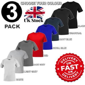 T-shirt da uomo semplice confezione da 3 100% cotone tinta unita manica corta bianca maglietta base - Foto 1 di 25