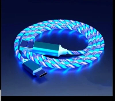 LED Light Fast Charging Cable Cord For Samsung Android Type C USB Charger Cord - Image 1 of 4