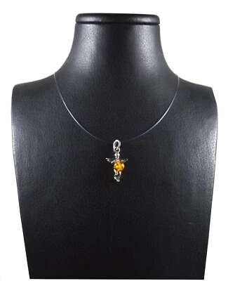 Ciondolo a forma di Cherubino in Argento 925 e Ambra Baltica Made in Italy - Immagine 1 di 4