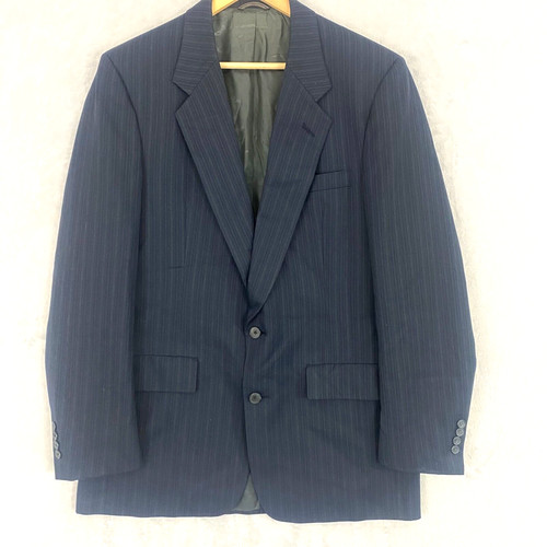 Giacca tuta Christian Dior Monsieur blazer lana 41L blu gessato cappotto sportivo