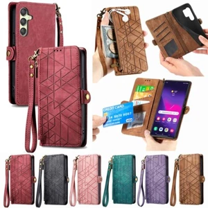 For Samsung A25 A24 A23 A21 A15 A13 Simplicity Zipper Wallet Leather Phone Case - Picture 1 of 19