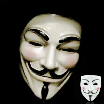 2er Pack V wie Vendetta weiße Maske Fawkes Anonymous Halloween Cosplay Kostüm - Bild 1 von 4