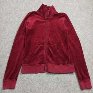 Giacca tuta Juicy-Couture velluto taglia M rosso scuro full zip track top Y2K USA - Foto 1 di 12