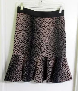 Neu mit Etikett Rebecca Taylor Leopardenrock M A-Linie Stretch Volant braun beige 325 $ - Bild 1 von 9