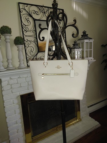 Borsa da galleria Coach 79608 in pelle incrociata IM CHALK