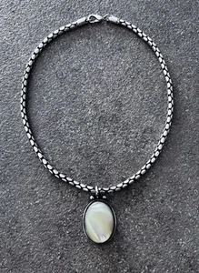 Ciondolo E Collana In Argento 925 E Pietra Naturale. Peso 72 g - Imagen 1 de 7