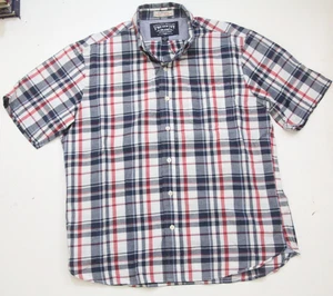 Large The New Ivy White Red Blue Pocket Dress Shirt Button Up Short Sleeve 1408 - Picture 1 of 4