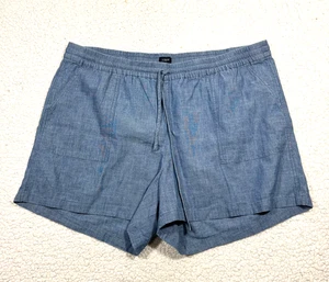 J.Crew Damen Baumwolle Kordelzug Chambray Shorts Gr. XXL blau Strand bequem - Bild 1 von 5