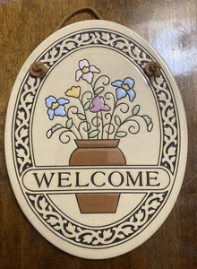 Vintage Trinity Pottery "Willkommen" Plakette - Handarbeit Schild - Keramik!!Top!! - Bild 1 von 2
