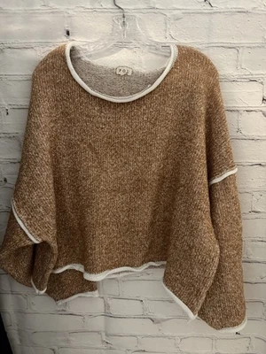 POL Orange/White Variegated Knit Oversized Heavy 100% Acrylic Sweater Crop XXL - Image 1 of 4