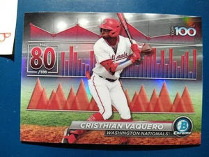 2024 Bowman Chrome Top 100 Cristhian Vaquero #BTP-80 Washington Nationals - Picture 1 of 2
