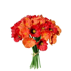 PU Red and Orange Poppy Artificial Flowers 30 Stems 11.6" Realistic Faux Flow... - Bild 1 von 9