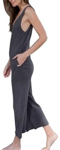 Lunya Restore Pima Striped Small Romper/Jumpsuit,Grey, X-Large - Picture 1 of 1