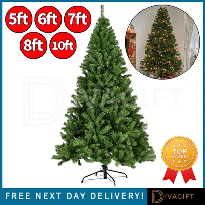 CHRISTMAS TREE WITH STAND BUSHY ARTIFICIAL XMAS TREE HOME 5FT 6FT 7FT 8FT 10FT - Image 1 of 4