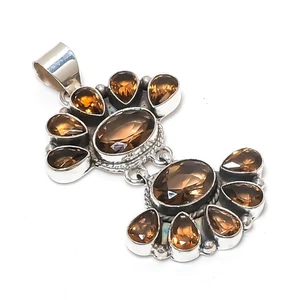 Smoky Topaz Gemstones Handmade 925 Steling Silver Beautiful Pendant Jewelry - Picture 1 of 6