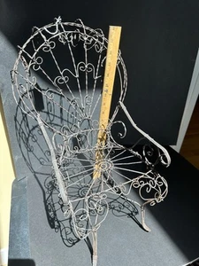 Vintage 18" Ornate Victorian Twisted Metal Wire Peacock Doll Mini Chair - Picture 1 of 6