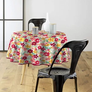 Toile cirée ronde - Diamètre 160 cm - Fleurs colorées - Multicolore - Picture 1 of 2