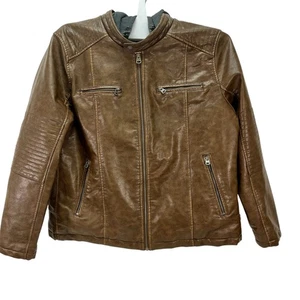 Chaqueta de bombardero Levi Strauss & Co para hombre de cuero sintético con capucha marrón talla XXL - Imagen 1 de 10