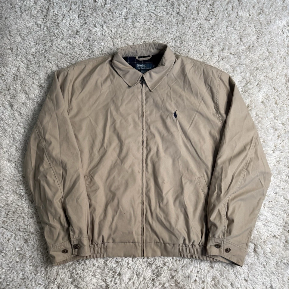 Chaqueta Polo Ralph Lauren De Colección Para Hombre Grande Cremallera Completa Bombardero Correa para la Barbilla Años 90 Foto 1 de 4