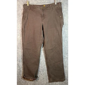 Pantaloni da falegname Carhartt donna Fulton marroni foderati in flanella vestibilità rilassata - 12 reg - Foto 1 di 12
