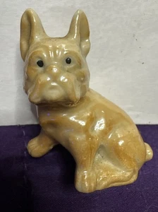 Vintage Porcelain Blonde Dog French Bulldog Frenchie Miniature Figurine Japan - Picture 1 of 10