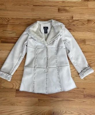 Y2K Penny Lane Coat | Lace Up Grommet Detail | Afghan, Sherpa, Faux Fur Trim XS - Image 1 of 4