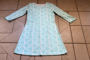 MAHI GOLD Teal/White Abstract Design Pring Dress Sz S - Picture 1 of 3