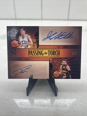 2024-25 Panini Silhouette Trae Young & John Stockton Passing the Torch Dual Auto - Image 1 of 4