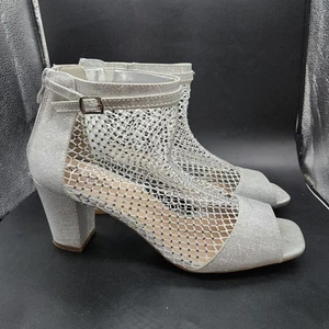 Silver Slipper Dress Shoes Women's 12M Wedding Prom Rhinestones Sparkling - Picture 1 of 13