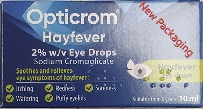 Opticrom Hayfever Eye Drops 10ml New & Free Delivery in UK