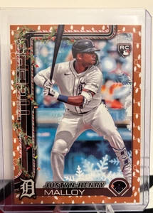 2025 Topps Holiday - Justyn-Henry Malloy #H31 Gold Holiday Lights (RC) Detroit - Picture 1 of 2