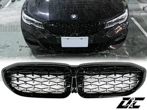 FIT BMW G20 G21 2019 2020 2022 BLACK DIAMOND DOT GLOSS BLACK FRAME FRONT GRILLE - Picture 1 of 4