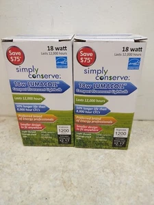 2 Simply Conserve 18 Watt Lumacoil CFL Bulbs - Picture 1 of 5