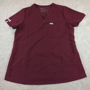 Figs Technical Collection Scrub Shirt Top As Small Maroon Work Medical Pocket - Picture 1 of 5