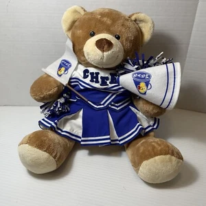 Build A Bear BABW Teddy beige braun Cheerleader blau weiß 16 Zoll ohne Ton - gebraucht, in einwandfreiem Zustand - Bild 1 von 4