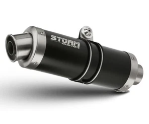 Scarico Storm by Mivv Oval Nero acciaio inox per Kawasaki Zx-6 R 2007 > 2008 - Imagen 1 de 2