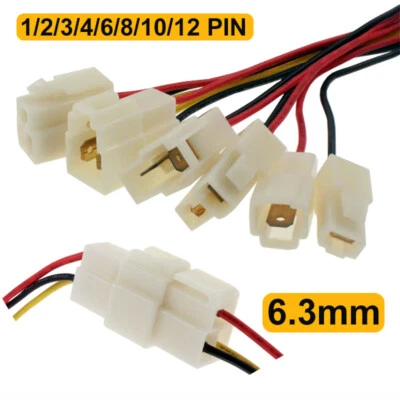 Electrical Car Connector with Wire 6.3mm Pitch 1/2/3/4/6/8/9/10/12 Pin - Image 1 of 4
