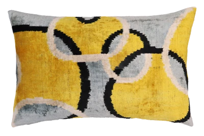 Handmade Geometric Feather Velvet Cover Throw Pillow 16 x 24 in (40 x 60 cm) - Image 1 of 4