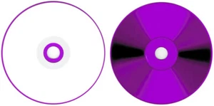 10-Pak WHITE INKJET/PURPLE 80-Min CDR's, Inkjet Hub Top, PURPLE COLORED Bottom! - Afbeelding 1 van 3