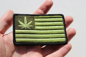 United States of weed American Flag embroidered iron-on patch Olive green - Picture 1 of 3
