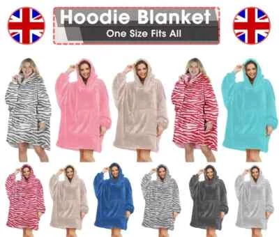 Fleece Hoodie Blanket Oversized Sherpa Hooded Big Giant Warm Cosy Sweatshirts - Image 1 of 4