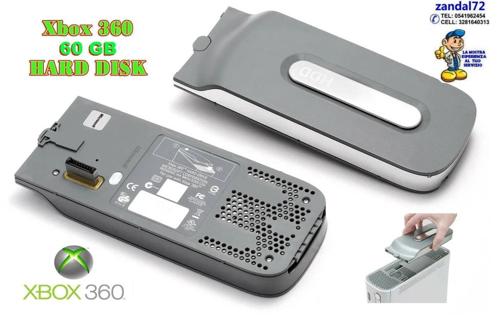 HARD DISK DA 60GB X XBOX360 FAT PHAT HARD DRIVE DA 60GB DISCO RIGIDO HDD INTERNO - Immagine 1 di 1
