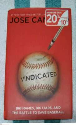 JOSE CANSECO SIGNED BOOK "VINDICATED" OAKLAND A'S 88 AL MVP 40/40 - Image 1 of 2
