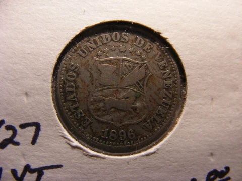 Venezuela 1896 (b) 5 Centimos, Y#27, Fine Cover