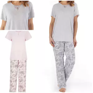 Pijama jersey floral de manga corta para mujer de algodón elástico de Slenderella - Imagen 1 de 12