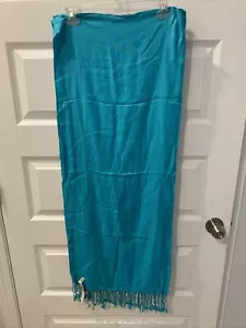 78"x34" Bijoux Terner Turquoise One Size Pashmina Shawl Scarf Fringe NEW W TAGS - Picture 1 of 6