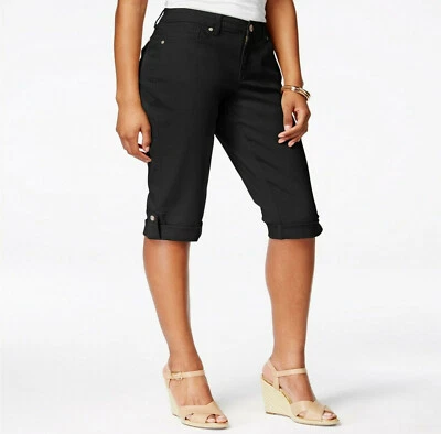 /LX081/ Style & Co Plus Cuffed Denim Skimmer Shorts Black Sz 24W - Image 1 of 3