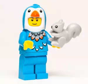 New LEGO BAM 2024 Minifigure - Azure Penguin Costume Guy with Gray Squirrel - Picture 1 of 6