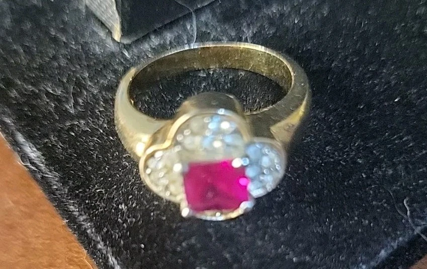 Rubí/rosa chapado en oro amarillo vintage 😍 Elegante plata probada 7"5 Foto 1 de 4