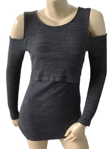 A PEA IN THE POD Womens Size Medium Dark Gray Cold Shoulder Maternity Sweater - Picture 1 of 5